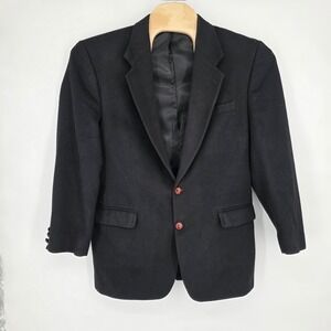 Camel Hair Blazer Men 44R Black 100% Sport Coat Tailors Row Deansgate Vintag 90s